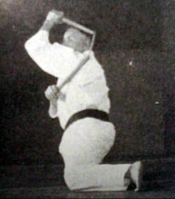 Famous kobujutsu master Shinken Taira preforms nunchaku kata